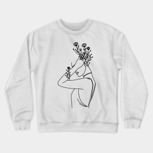 Flower Line Art Woman Crewneck Sweatshirt